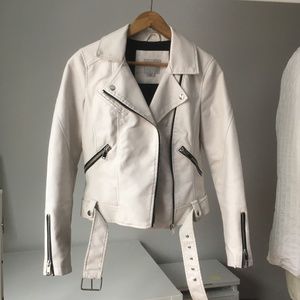 [SOLD] White Vegan Leather Moto Jacket